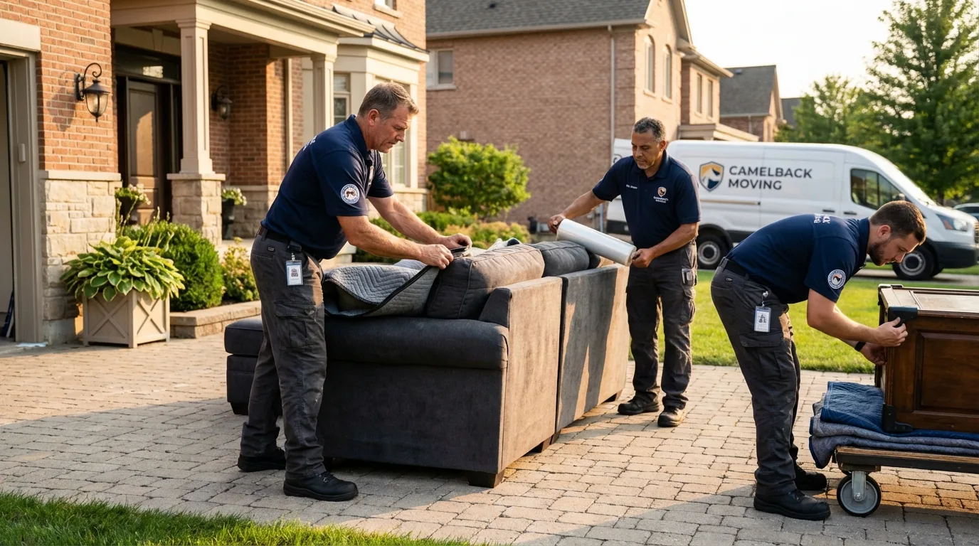 Large estate moving crew wrapping furniture in Broken Bow, OK