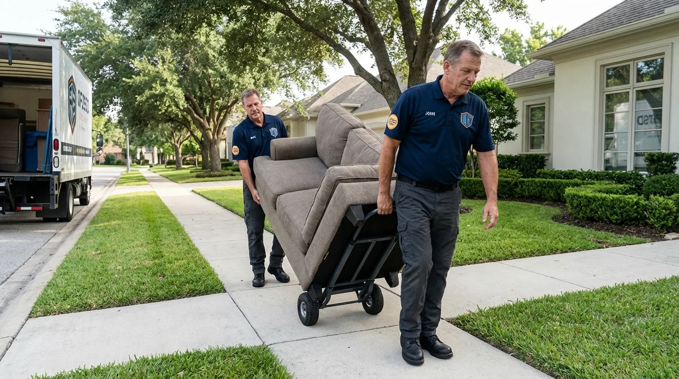 Local residential moving crew loading furniture in Broken Bow, OK